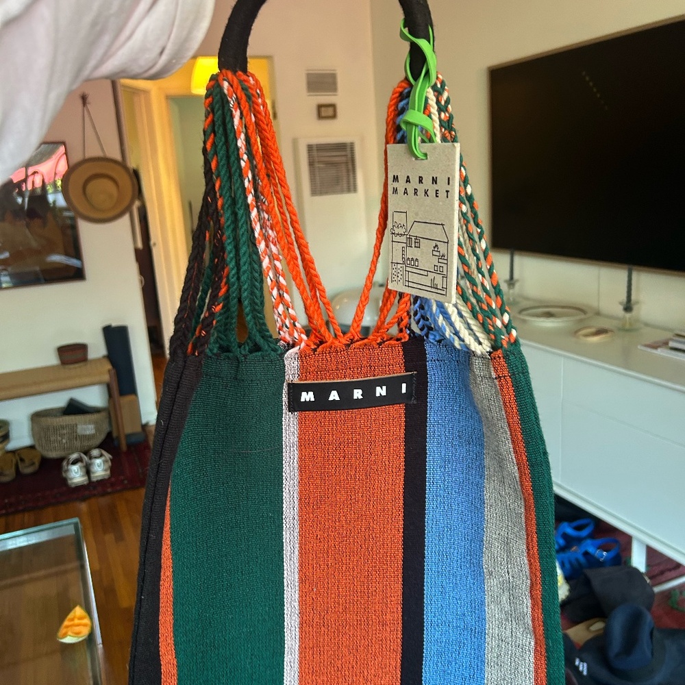 MARNI STRIPED HAMMOCK TOTE BAG